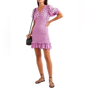 Faithfull the Brand Lilac Polka Dot Mini Dress